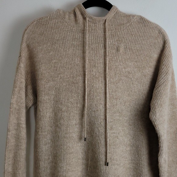 Woolen bloom pull over hooded sweater Sz M Oatmeal - Picture 2 of 7